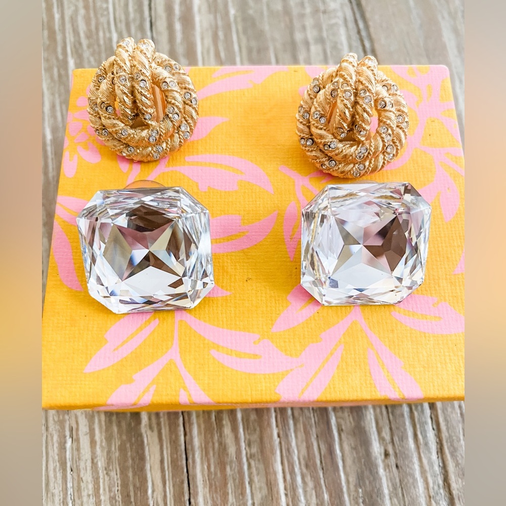 Two Pairs Large Vintage Earrings 80s 90s